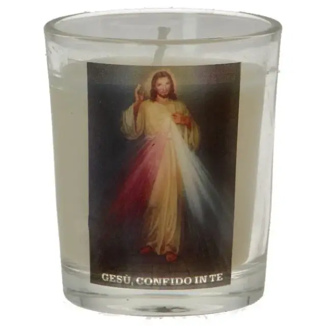Glass candle 65 x 50 mm Divine Mercy