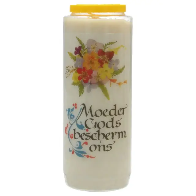 9 days candle / white / Moeder Gods Bescherm ons