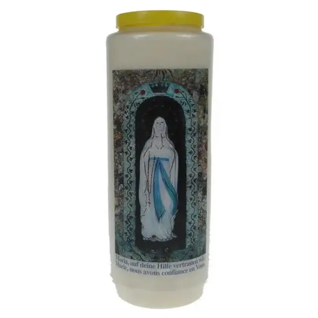 9 days candle / White / Lady of Lourdes Text