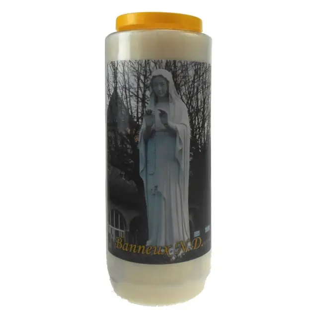 9 days candle / white / Banneux Our Lady of / praying Hands