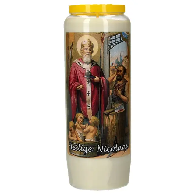 Noveenkaars / wit / H Nicolaas +Tekst NL