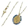 Steel chain with Miraculous Medal and coloured crystal beads 22mm