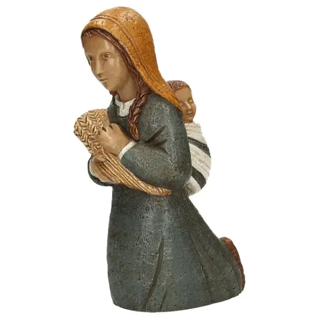 Bergère aux épis - H 21,5 cm - bleu ocre