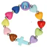 Armband/elastiek multicolor hartjes kinderen