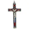 Kruisbeeld 11 cm Email Blauw-rood / Met. verzilverd