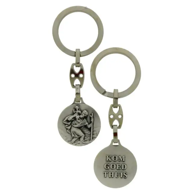 key ring St Christopherr / Kom goed thuis 26 mm