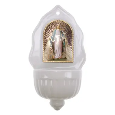 Bénitier Miraculeuse Imit. Porcelaine 16 x 9 cm