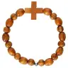 Elastic bracelet Olive wood with cross