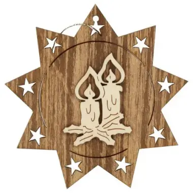 Hanging wood christmas decoration - angel