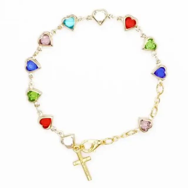 Armband met veelkleurige kristallen hartjes