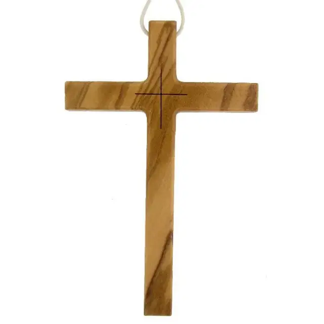 Croix d'aube en bois d'olivier - 97 x 67 mm