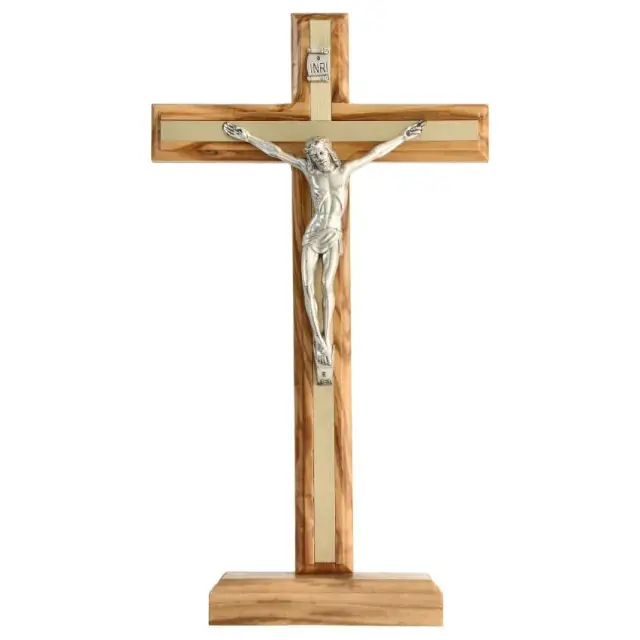Croix sur Base - 27 X 15 cm - Bois-Métal