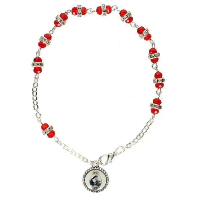 Armband Kristal rood - Strass + Med. H. Rita