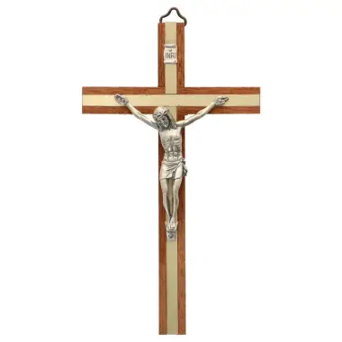Croix Murale - 17 cm - Bois - Métal
