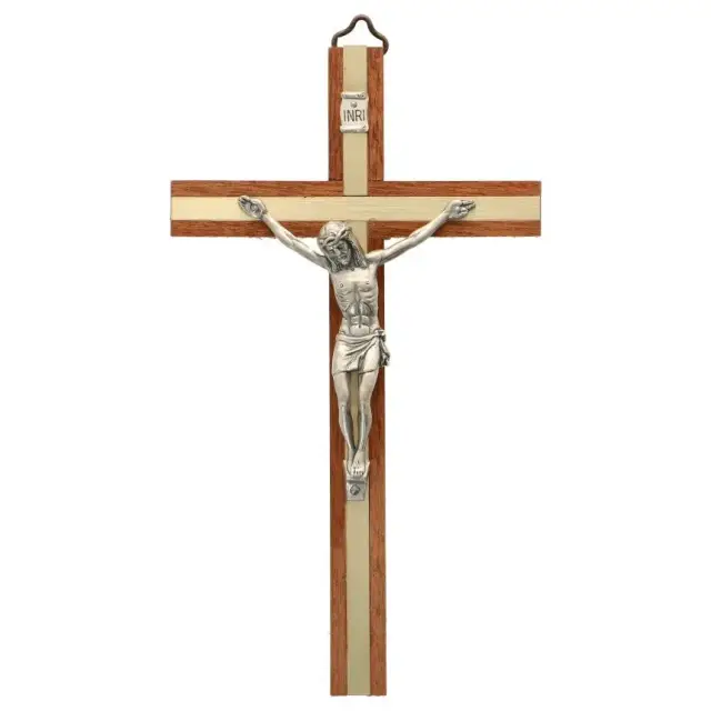Croix Murale - 17 cm - Bois - Métal