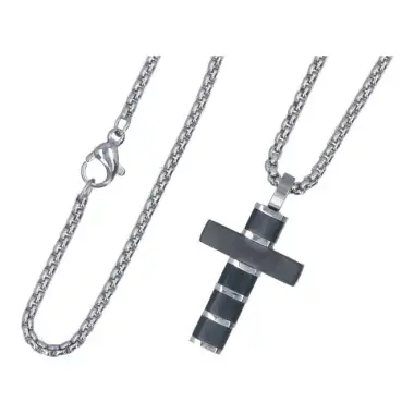 Croix noire et acier avec chaîne