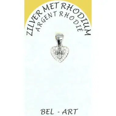 Médaille coeur avec croix en argent 10 mm