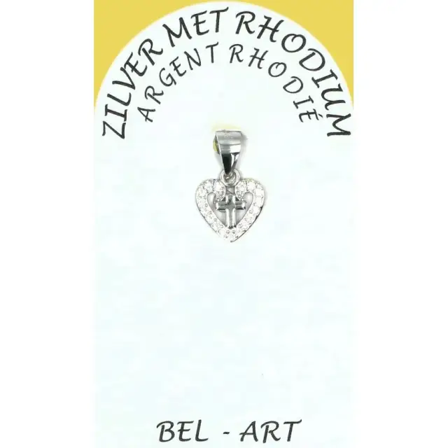 Médaille coeur avec croix en argent 10 mm