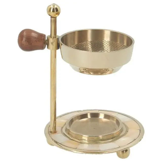 Brûle-encens en laiton doré - H 11 cm ajustable en hauteur