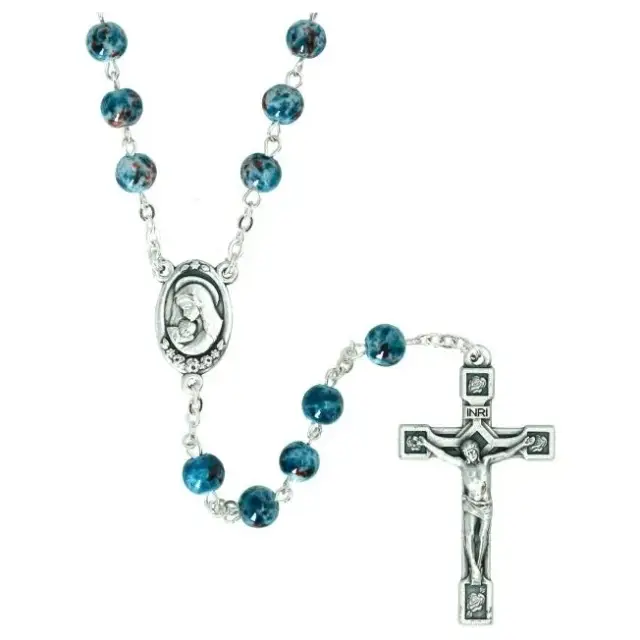 Rozenkrans Glas blauw