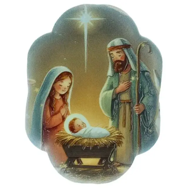 Car magnet plate Nativity 4.5 X H6 cm