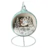 Crèche de Noël dans une boule en céramique bleue 12 cm