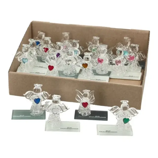 Glass angel with a heart - Text "Mijn engelbewaarder"