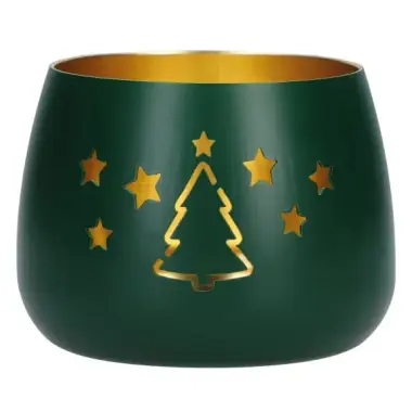 Bougeoir en métal avec sapin de Noël