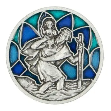 Car magnet St Christopher 30 mm Blue Email