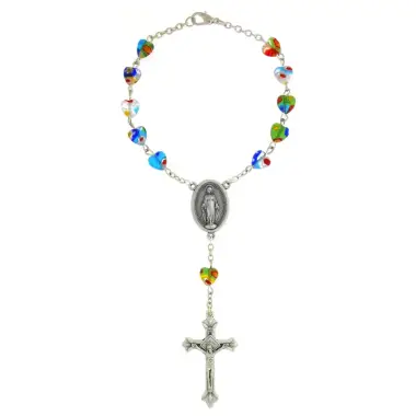 Rosary / Car Glass "heart" Multicolor