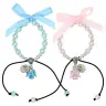 Bracelet sur corde 2 anges + enfant - rose ou bleu