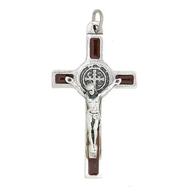 Croix St Benoît - 39 mm - Marron / Agté