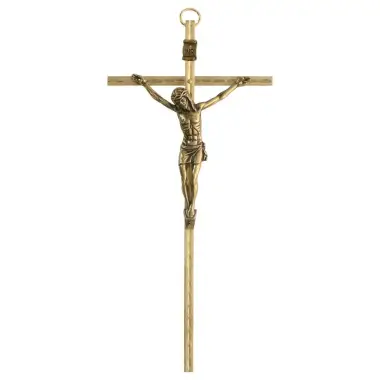 Croix Murale - 18 cm - Laiton martelé