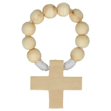 Rosary on cord Wood Beige