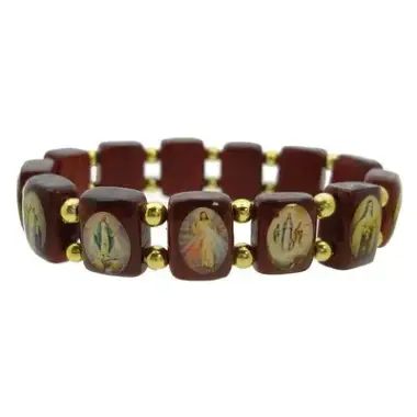 elastic bracelet wood various saints