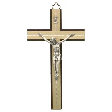 Croix Murale - 17 cm - Bois - Métal
