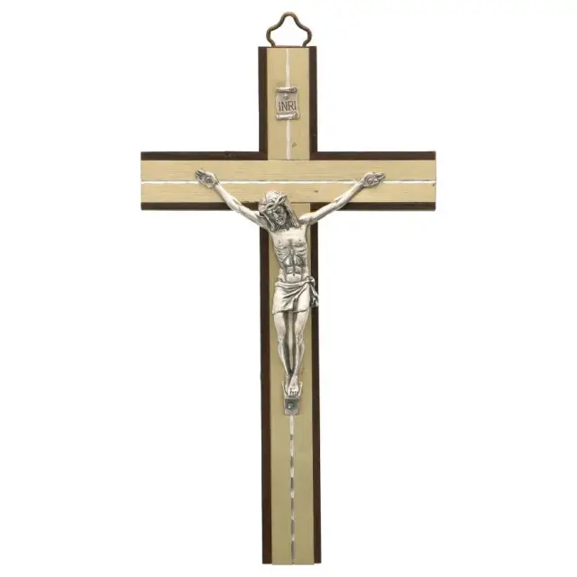 Croix Murale - 17 cm - Bois - Métal