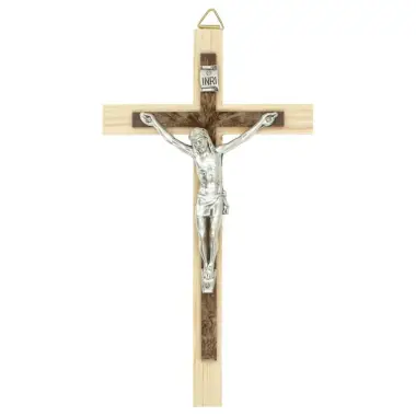 Croix Murale - 15 cm - Bois Brun 2 Tons