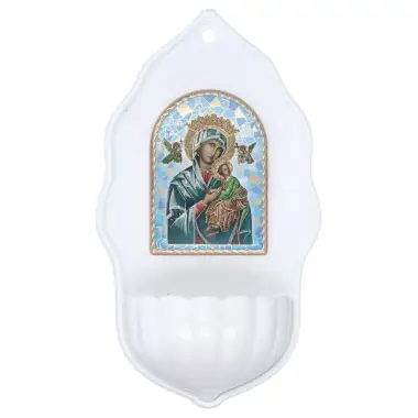 Stoup Our Lady of Perpetual help Relief Porcelain 16 x 9 cm