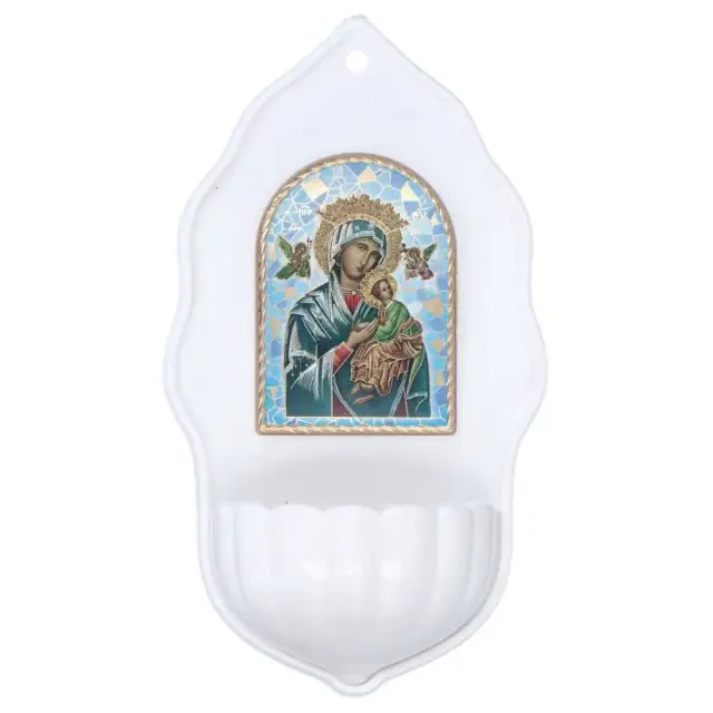 Stoup Our Lady of Perpetual help Relief Porcelain 16 x 9 cm
