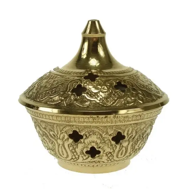 Brûle-encens - H 7 cm - Laiton doré