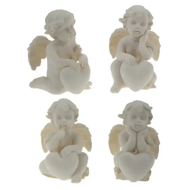 Ange à genoux + coeur - 5 cm - 4 / set