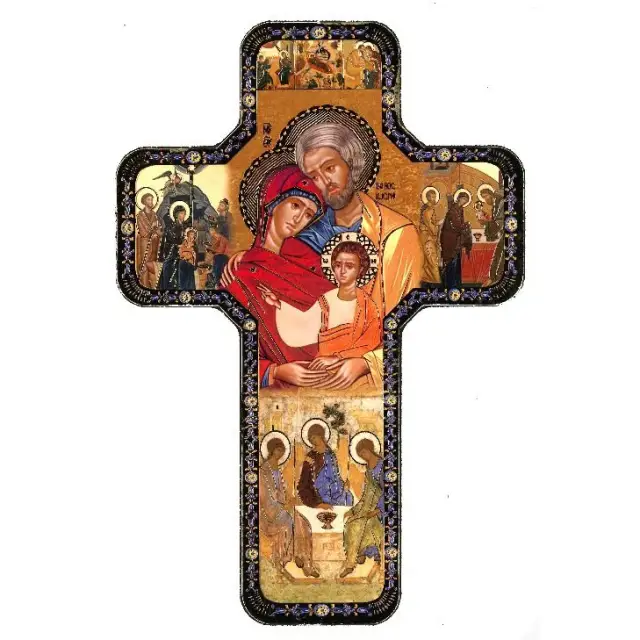 Icon 12 x 18 cm Cross Holy Family