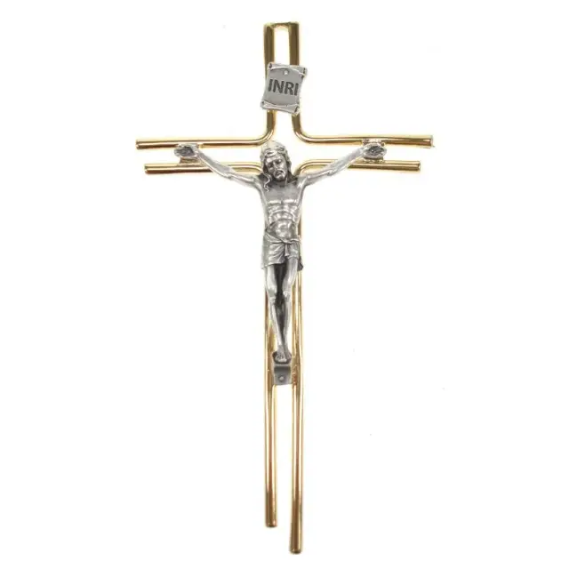 Wall Cross 19 cm golden metal two tone