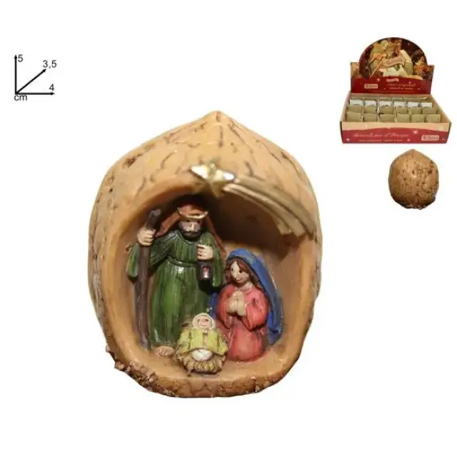 Heilige Familie in een walnoot (4 cm x H5 cm)