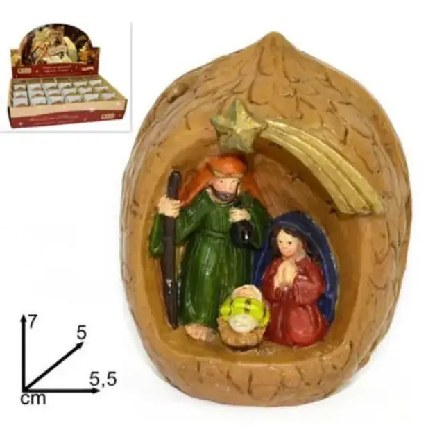 Nativité dans une noix (7x5,5x5 cm)