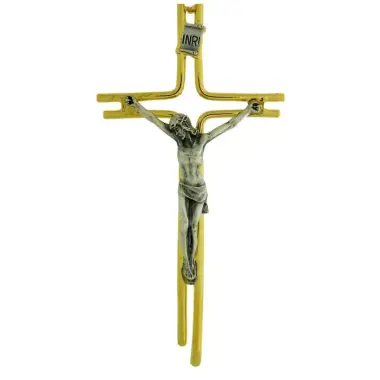 Croix Murale - 16 cm - Mét Doré Bicolore