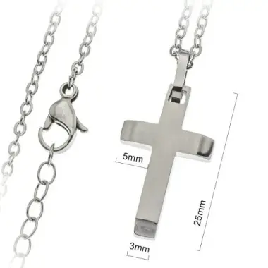 Kruisje 25 mm en ketting roestvrij staal