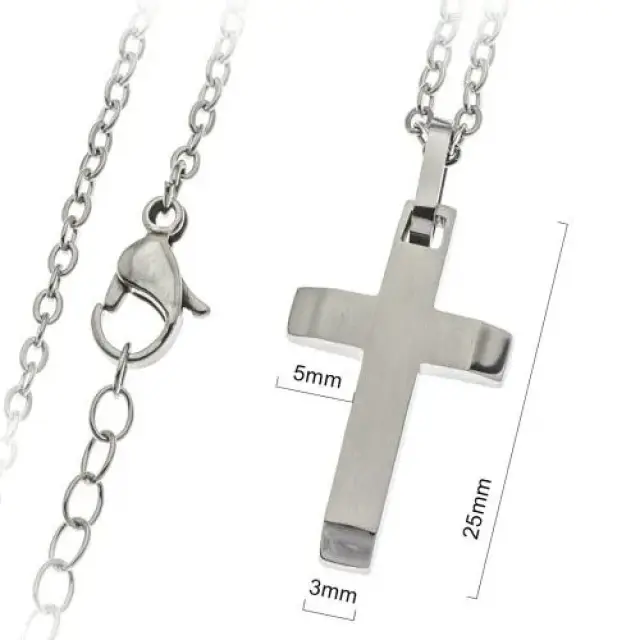 Kruisje 25 mm en ketting roestvrij staal
