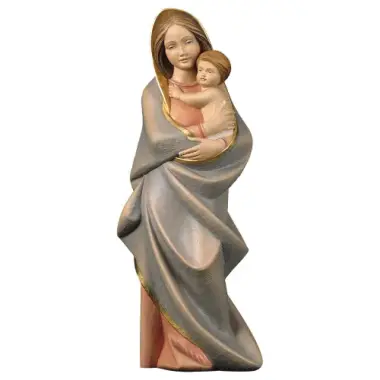 Houtsnijwerk beeld Maria modern 10 cm gekleurd